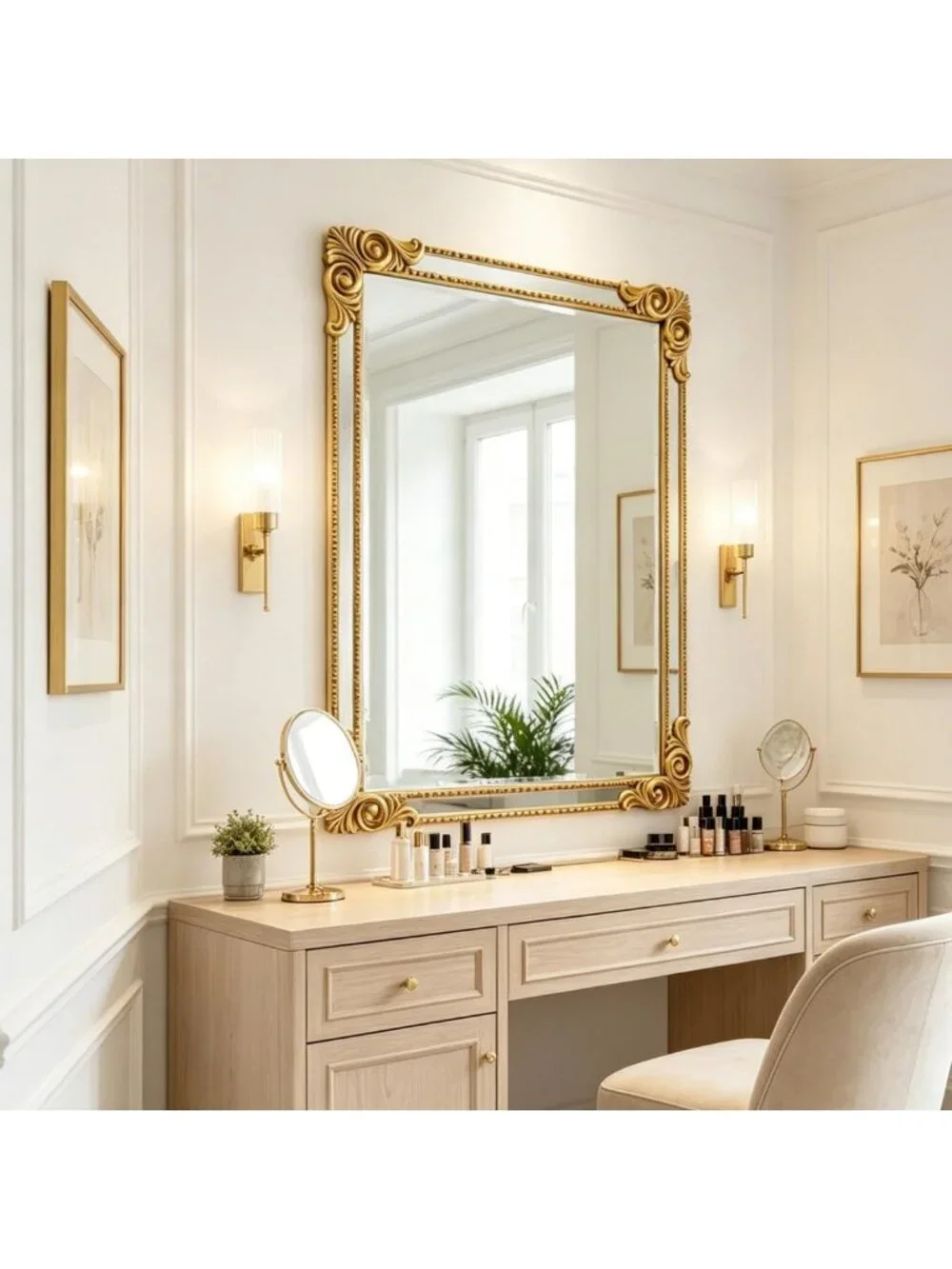 Vintage Baroque Gold Wall Mirror - Ornate Home Decor Accent, 24x36 Inches
